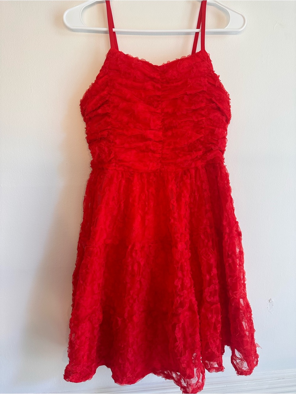 Kensie Girl Red Ruffle Lace Party Dress Size 16 Spaghetti Strap